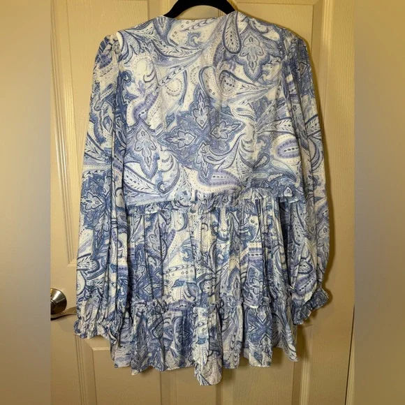 Blue Paisley Crop top and  Mini Skirt Set - Picture 2 of 3